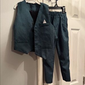 Classic Pinstripe Vest & Pants Set - Teal